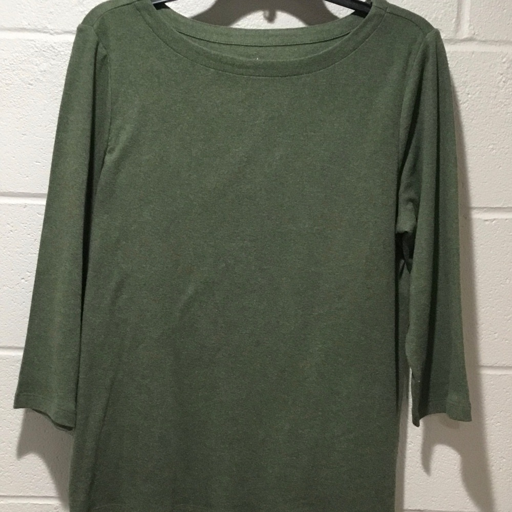Chico's Green Fitted 3/4 Sleeve T-Shirt